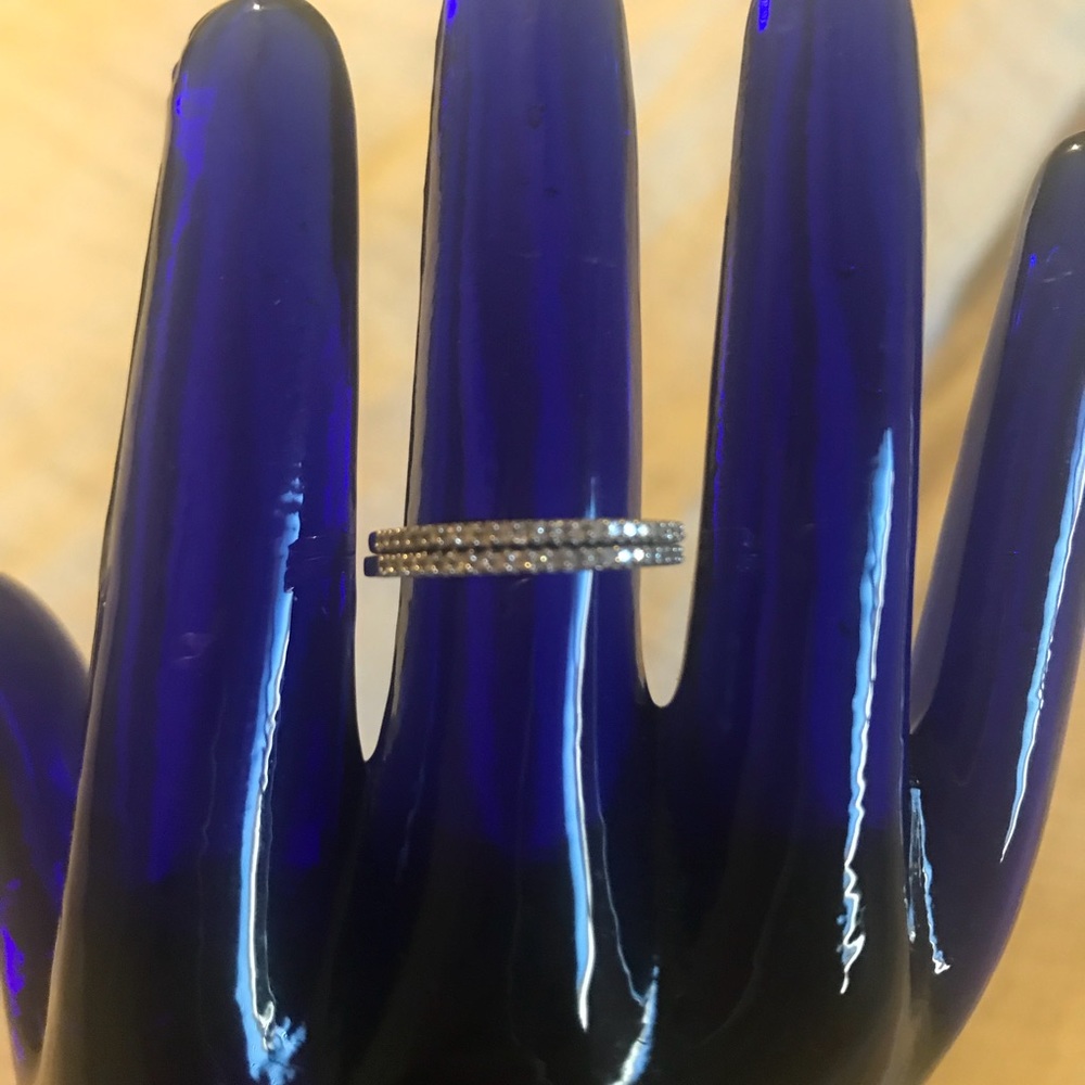 Sterling silver and Diamond pair of band rings
